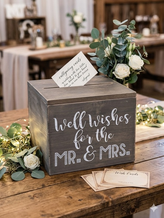 Other - Rustic Wooden 'Well Wishes for the Mr. & Mrs.' Card Box